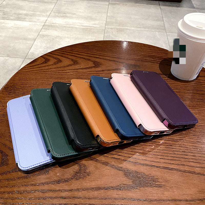 Funda Tipo Libro Magnética Electrogalvanizada para iPhone 11–16 – TPU + Piel, Cobertura Total, 9 Colores