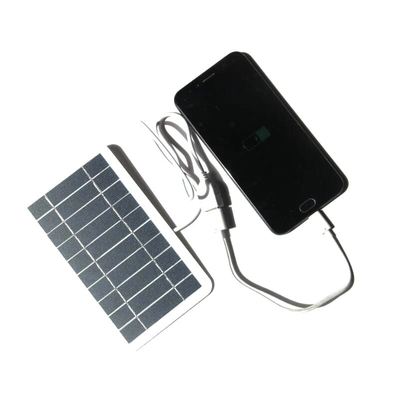 Panel Solar Portátil 2W 5V Cargador Solar Outdoor para Móvil y Dispositivos USB en Camping y Senderismo