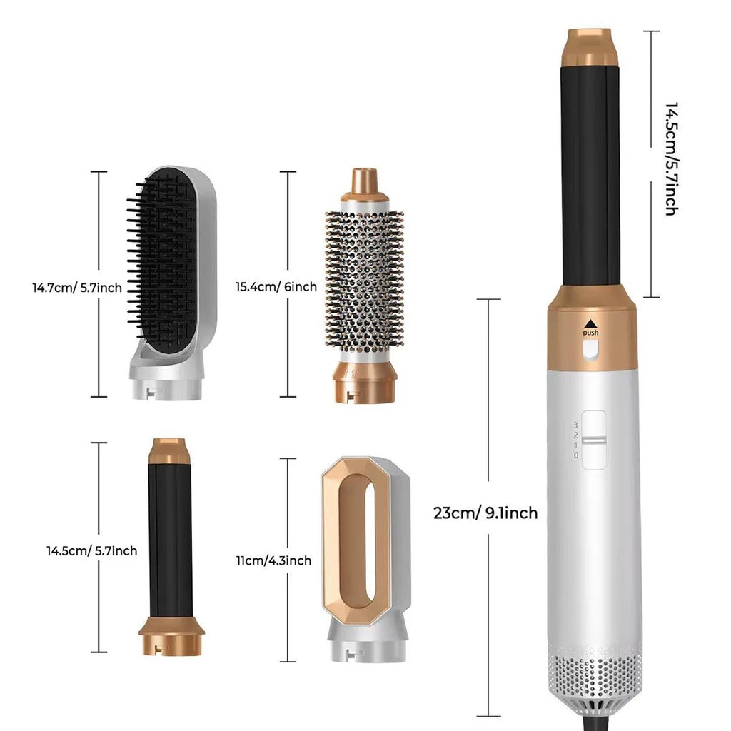 Peinadora 5 en 1 Hot Air Comb – Secadora y Estilizadora Recargable para Cabello