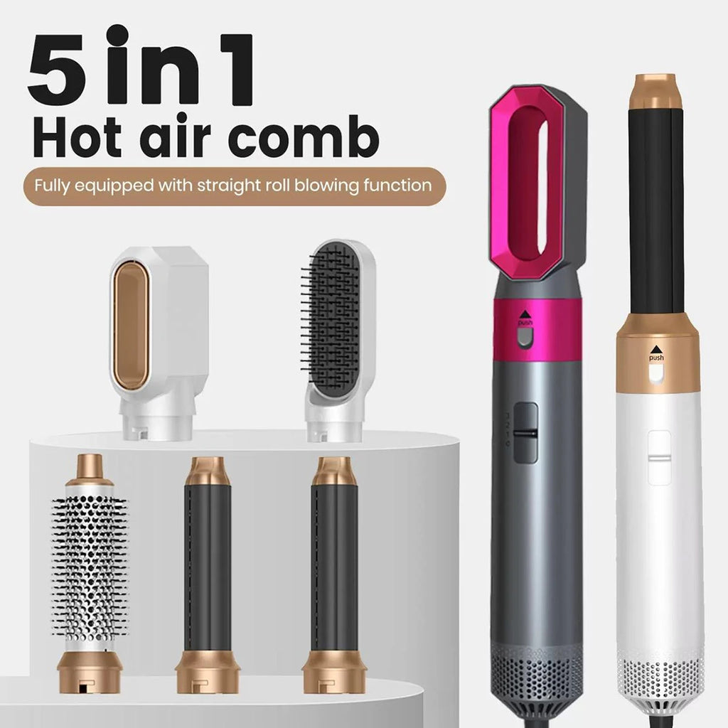 Peinadora 5 en 1 Hot Air Comb – Secadora y Estilizadora Recargable para Cabello