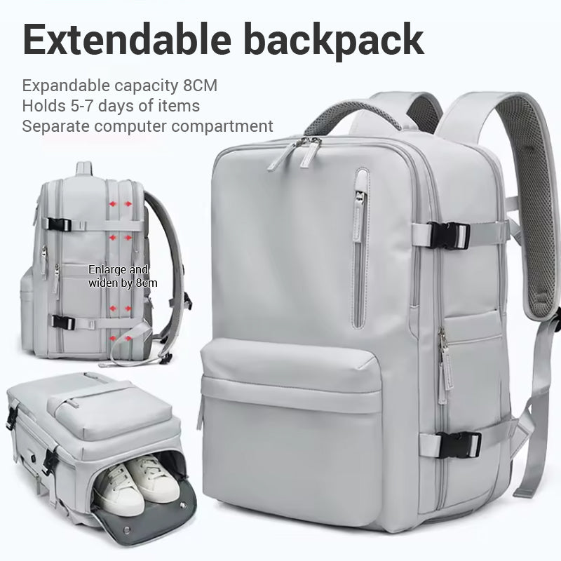 Mochila Impermeable 18" Porta Laptop Puerto USB Cuero Vintage Unisex 30x20x46cm 6 Colores