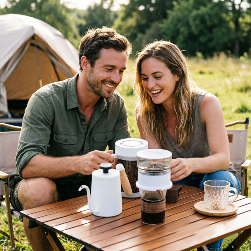 Mini Molinillo de Café Eléctrico con Cafetera de Goteo Automática y Vaso con Agitador Portátil