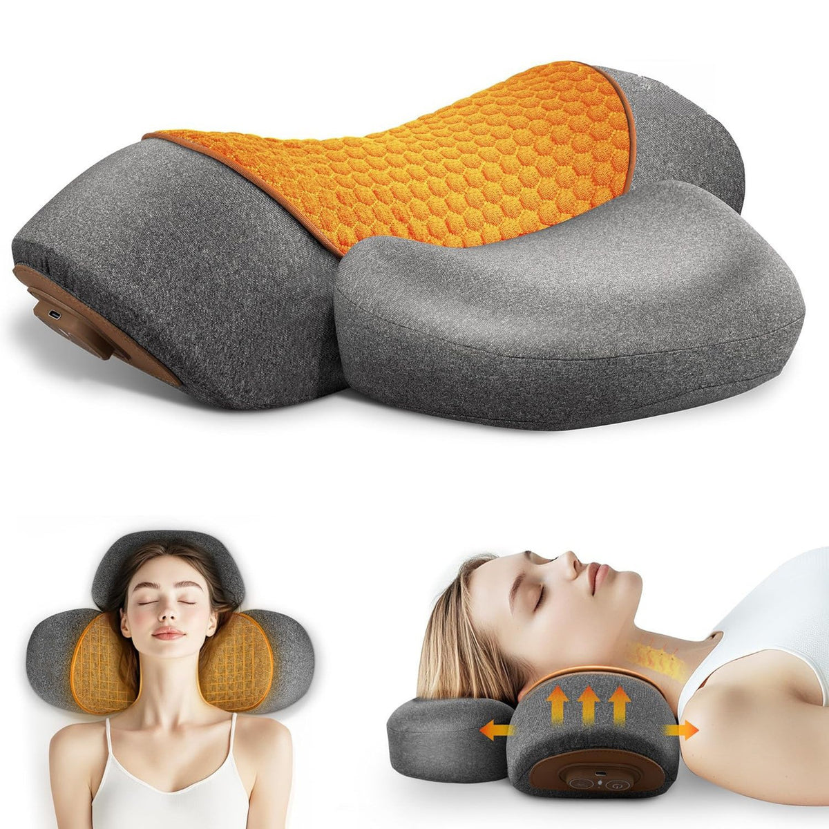 Almohada Cervical con Compresas de Calor y Masaje para Protección de Columna y Cuello Recargable