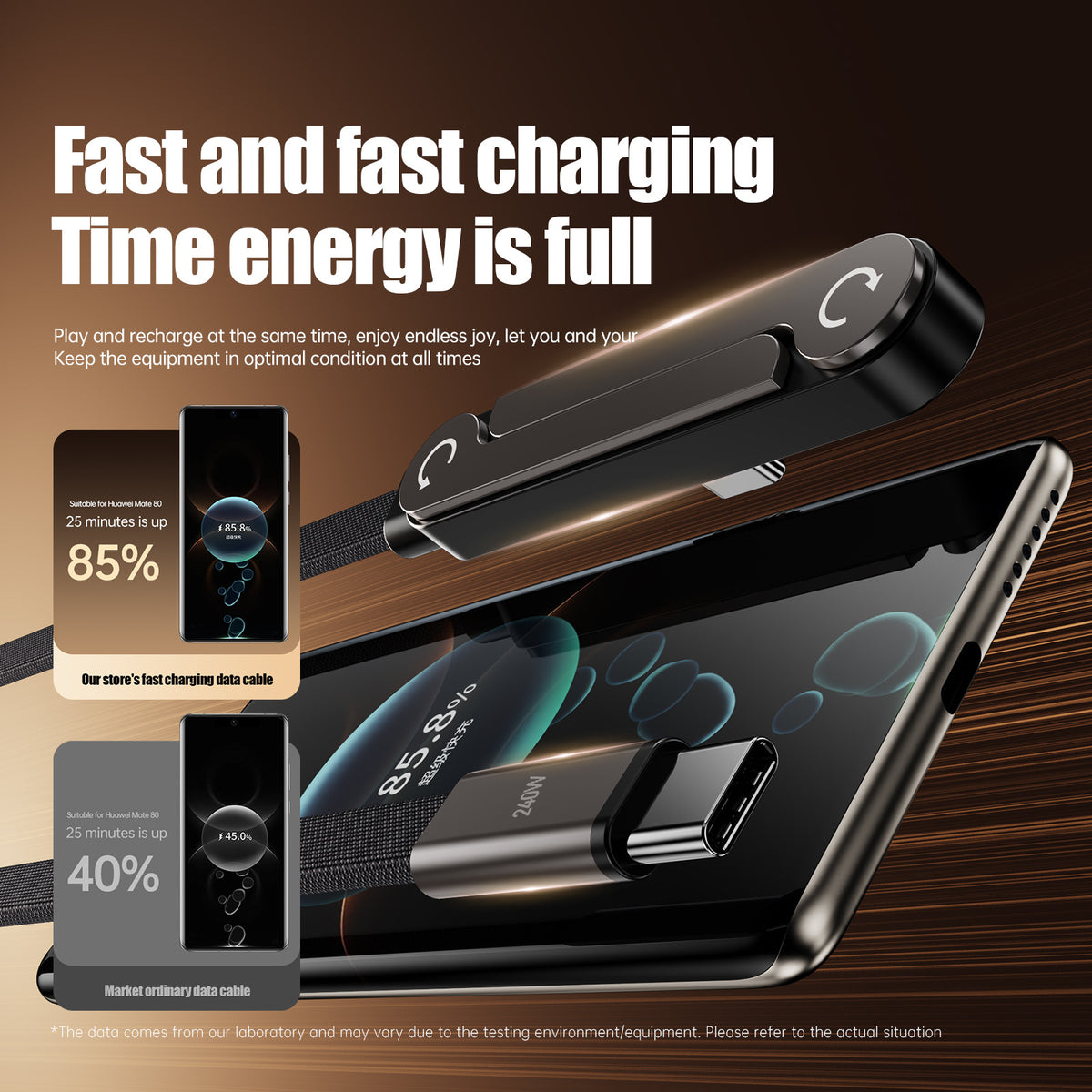 Cable USB-C 240W Carga Rápida con Conector Flexible Anti-bloqueo para Gaming, iPhone 17 y Huawei