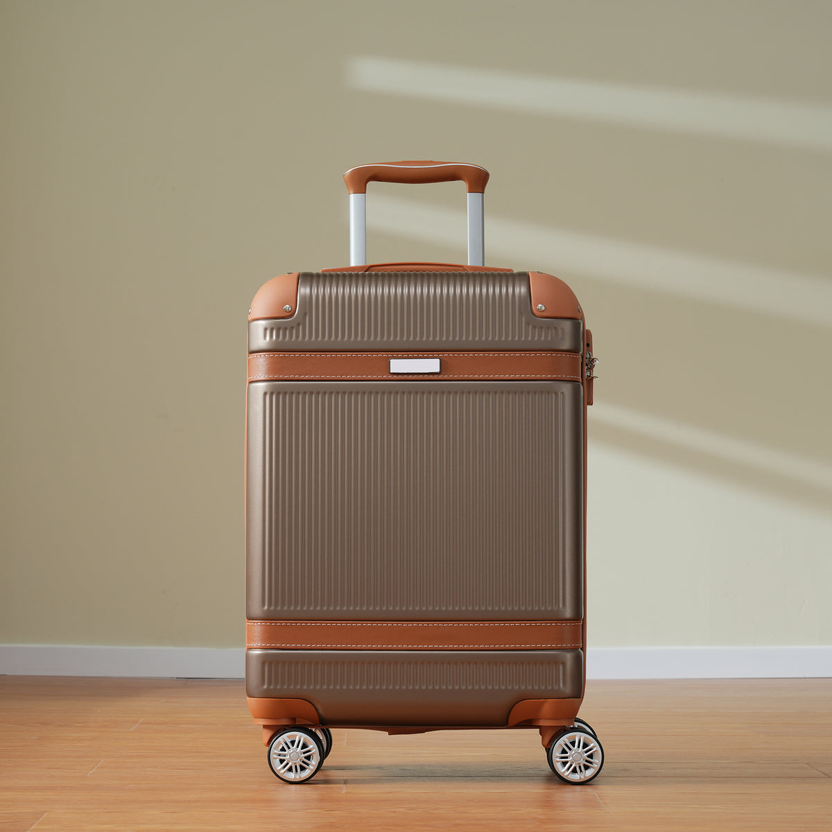 Set 3 Piezas Hardshell Cobre con Ruedas Dobles Candado TSA y Bolsa Viaje para Hombre y Mujer