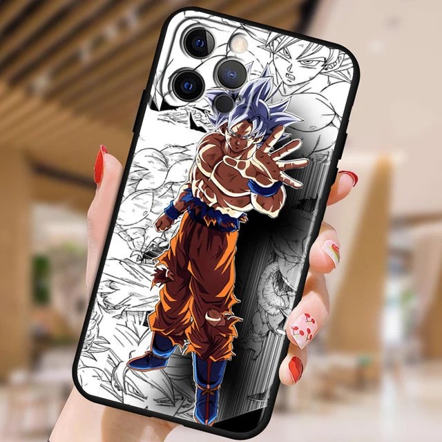 Funda Dragon Ball Z Arte Japonés para iPhone 6 7 8 Plus X XR XS 11 12 13 14 15 Pro Max – Negro