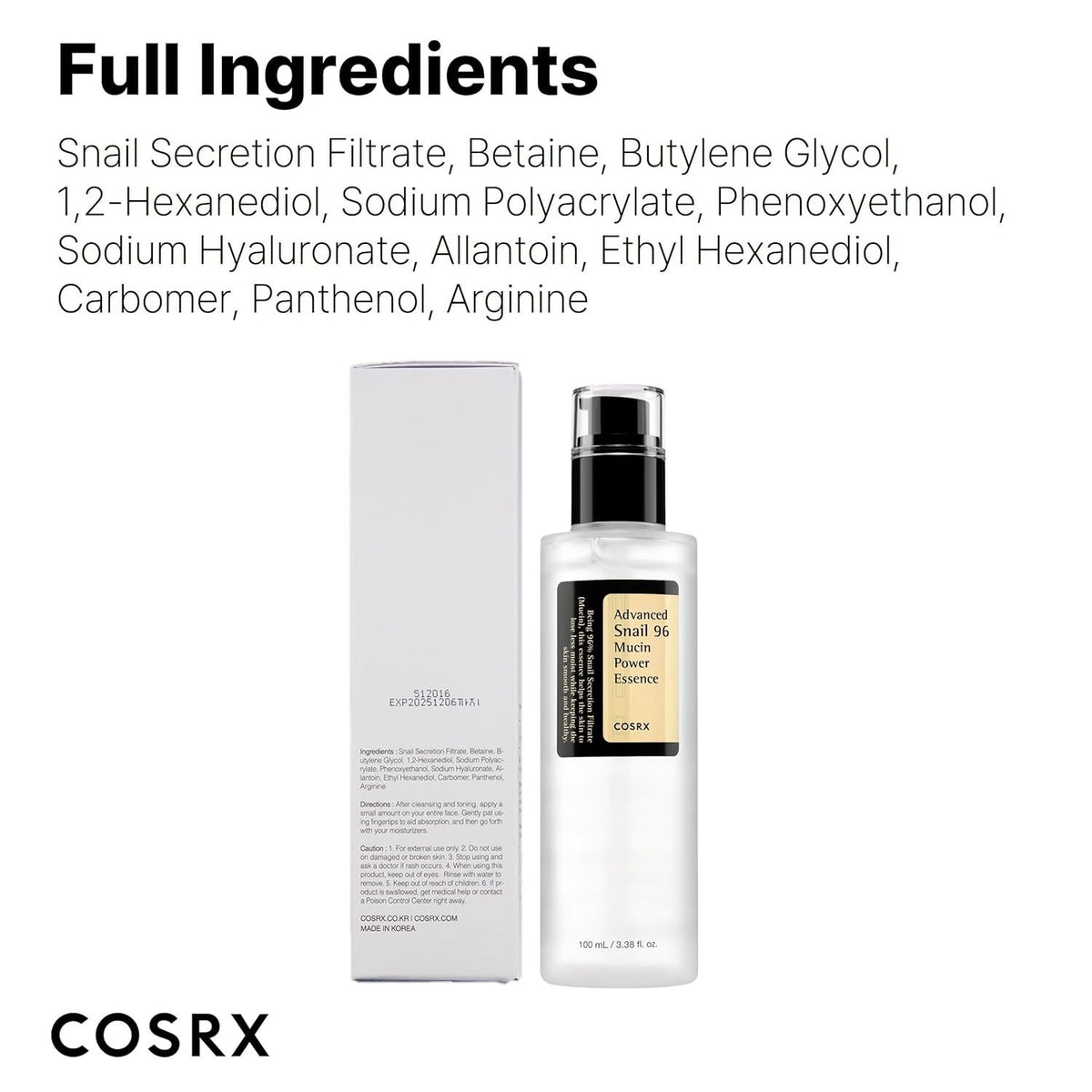 Esencia Facial Cosrx Baba de Caracol | Hidratante y Luminosa 100ml