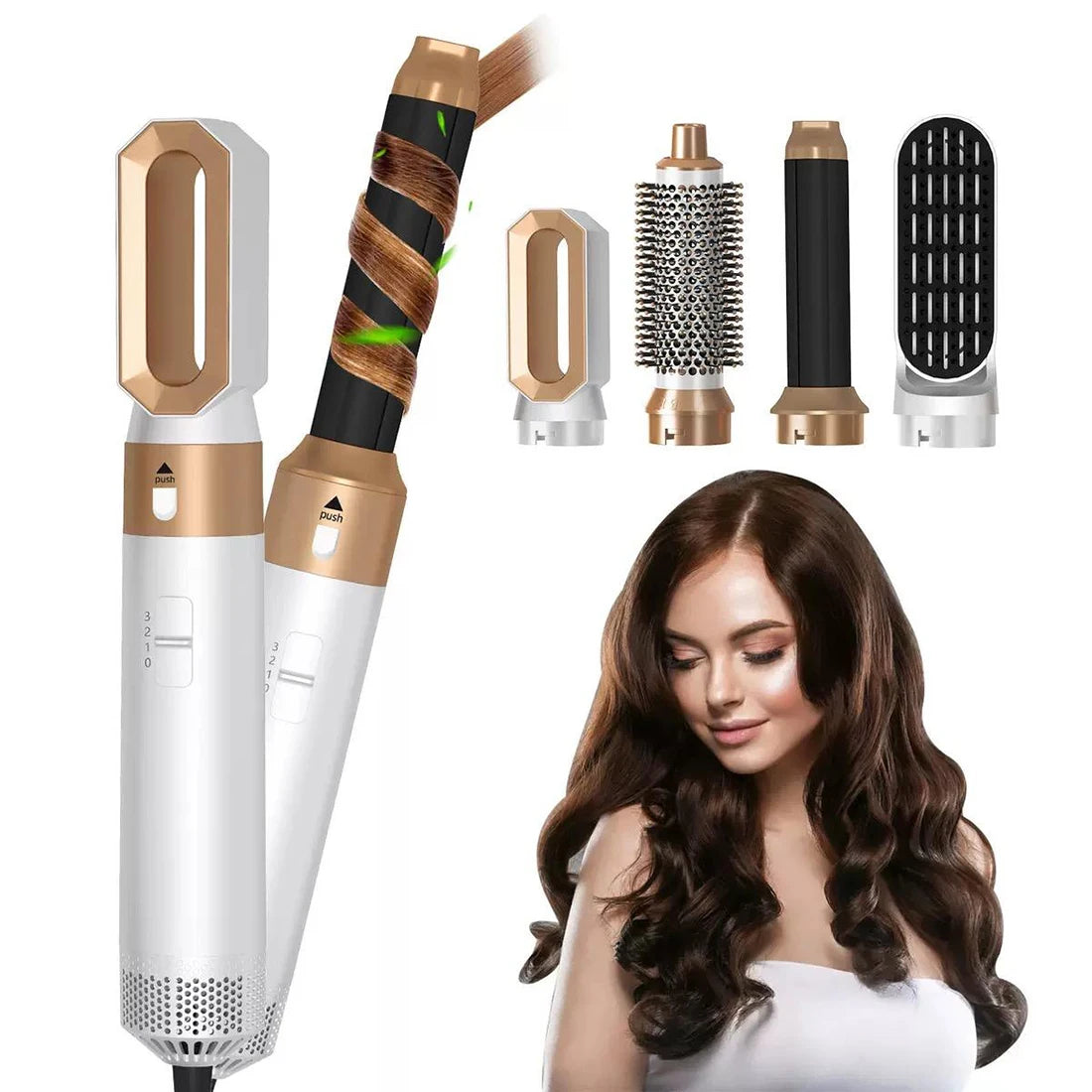 Peinadora 5 en 1 Hot Air Comb – Secadora y Estilizadora Recargable para Cabello