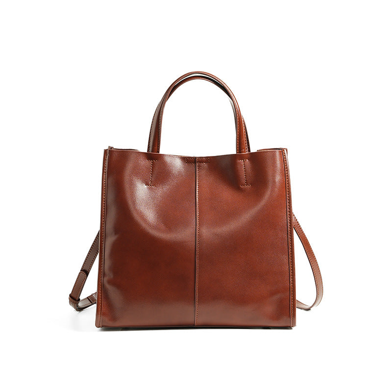 Bolso Tote Cuero Vegetal Vacuno Mujer 6 Colores Top-Grain Asa Hombro Bolsa Versátil