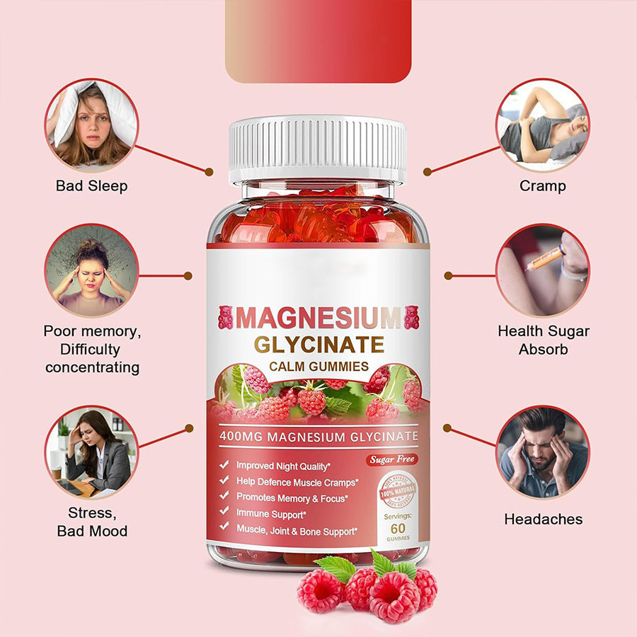 Gomitas de Magnesio Glicinato Kawaii Oso – 60 Piezas, Sabor Suave, Proteína