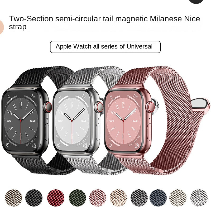 Correa Milanese de Acero Magnética para Apple Watch iWatch 11 – 38 a 49mm, 10 Colores, Cierre Magnético