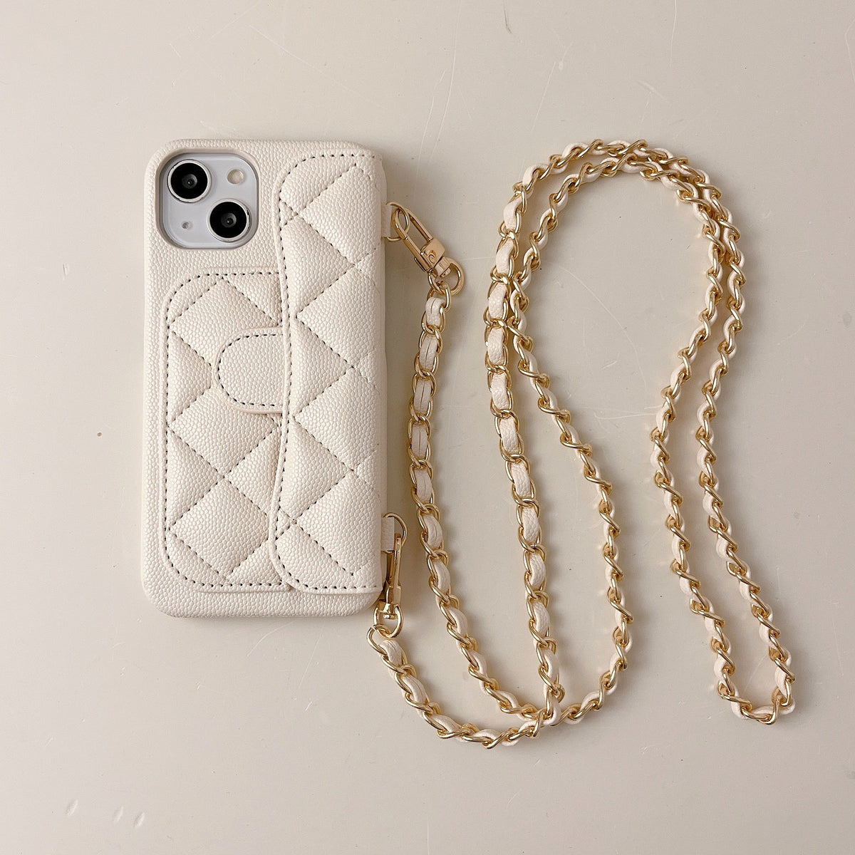 Funda iPhone 17 Pro Max Estilo Chanel Cartera de Piel con Tarjetero y Diseño Vintage | Compatible iPhone 16, 15, 14