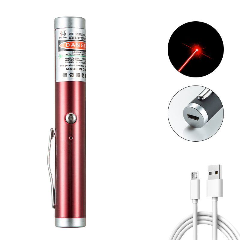Puntero Láser Mini 2-en-1 Desmontable con Soporte Portátil Luz Verde o Roja USB | 5 Colores