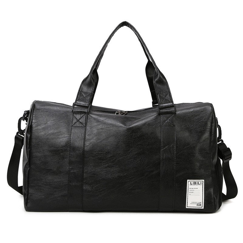 Bolsa de Viaje Cuero PU Gran Capacidad Separación Seco Húmedo Fitness Hombro Crossbody 45x25x26cm