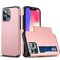Funda Deslizable con Porta Tarjetas para iPhone 12–17 – PC Rígida, Anticaidas, 11 Colores