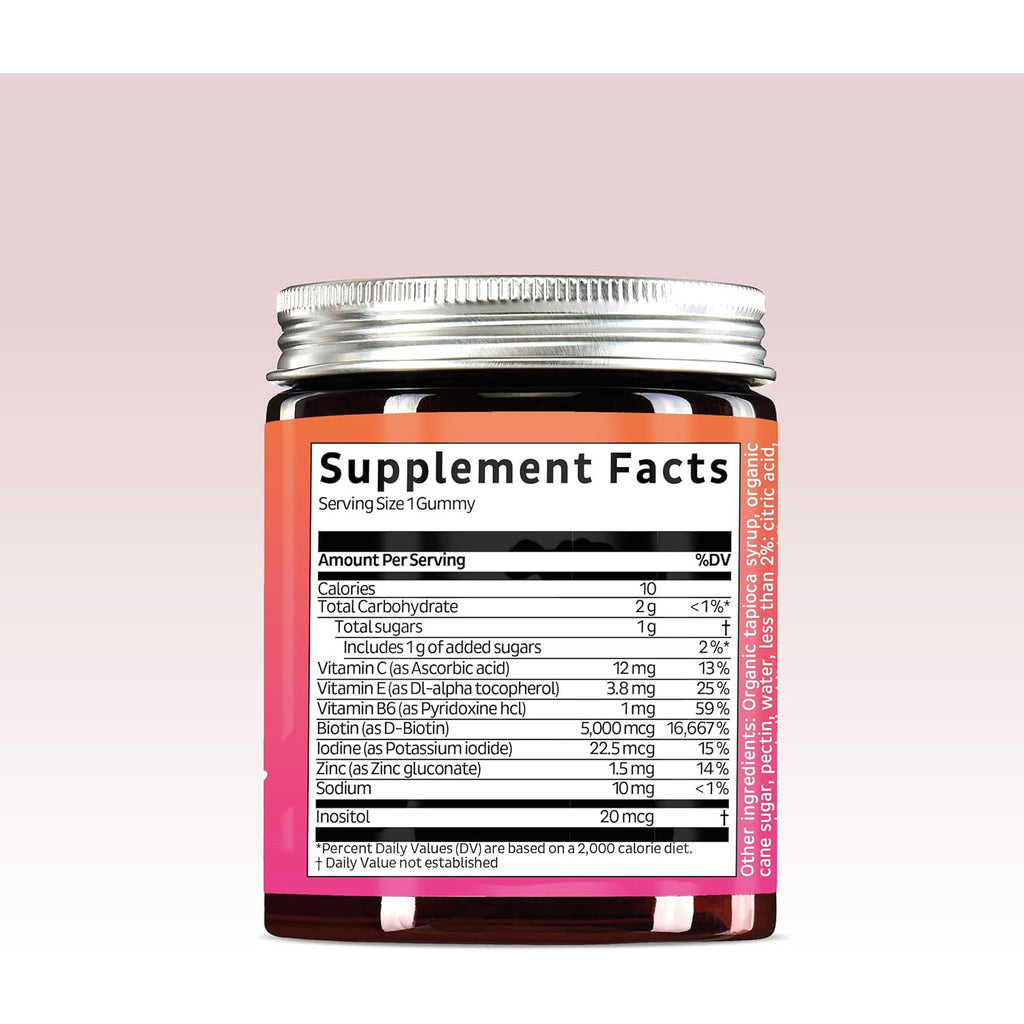 Gomitas de Biotina y Vitamina para Cabello Crecimiento Fortalecimiento y Brillo Natural