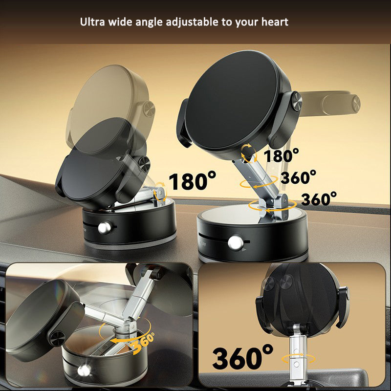 Soporte de Teléfono por Vacío con Ventosa Magnética – ABS + Aluminio, Universal, Negro/Blanco
