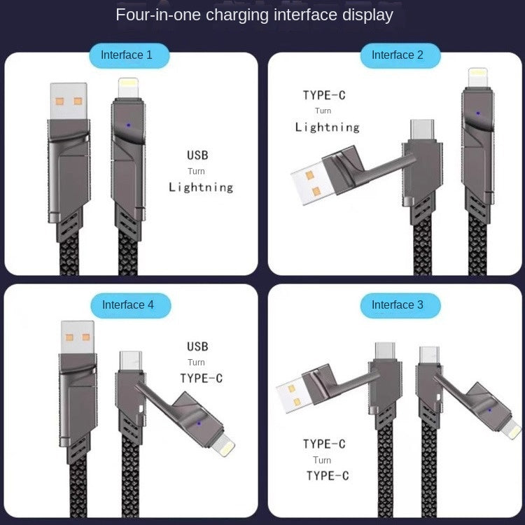 Cable 2 en 1 Carga Rápida USB-C a Lightning – 100W PD, Negro, 1m / 1.5m / 2m
