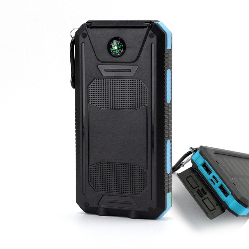 Power Bank Solar 20000mAh Impermeable con Brújula Integrada Carga Rápida para Outdoor y Camping