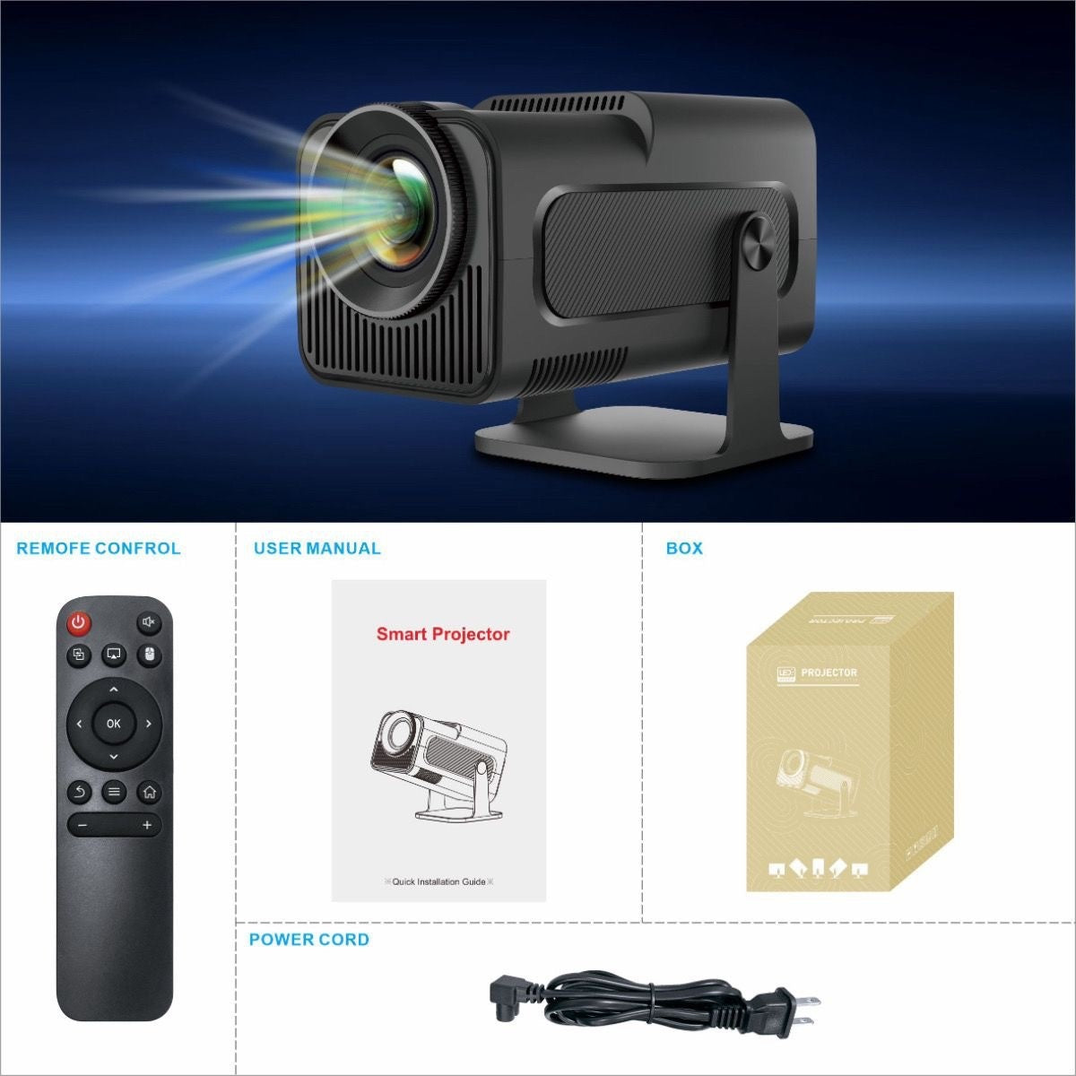 Proyector HY320mini Ultra HD Android 11 Autofocus Portátil para Cine en Casa y Entretenimiento