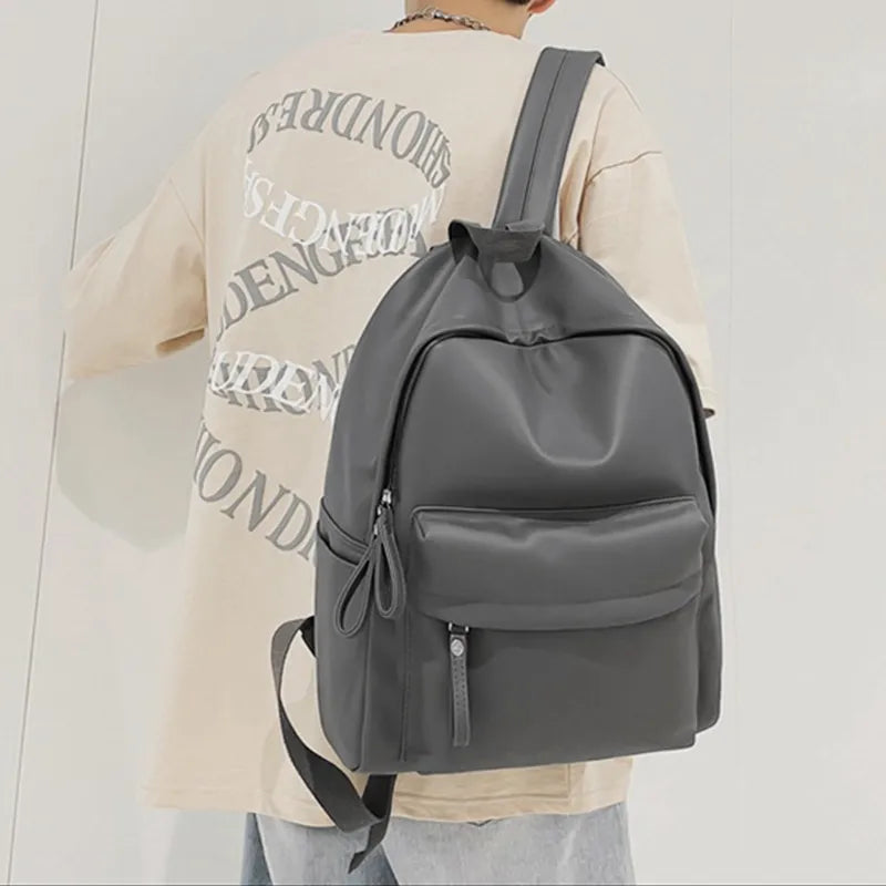 Mochila Cuero PU Mujer 4 Colores Ligera Elegante Escolar y Trabajo White Dark Gray Ivory Black