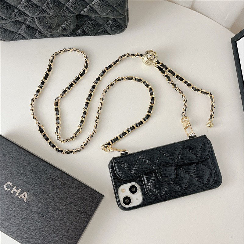 Funda iPhone 17 Pro Max Estilo Chanel Cartera de Piel con Tarjetero y Diseño Vintage | Compatible iPhone 16, 15, 14
