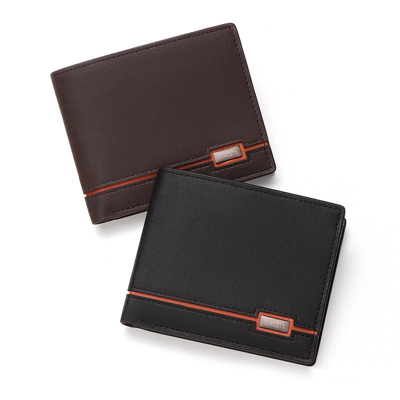 Cartera Corta Hombre Minimalista Slim con Ranuras Tarjetas y Billetes Diseño Urbano