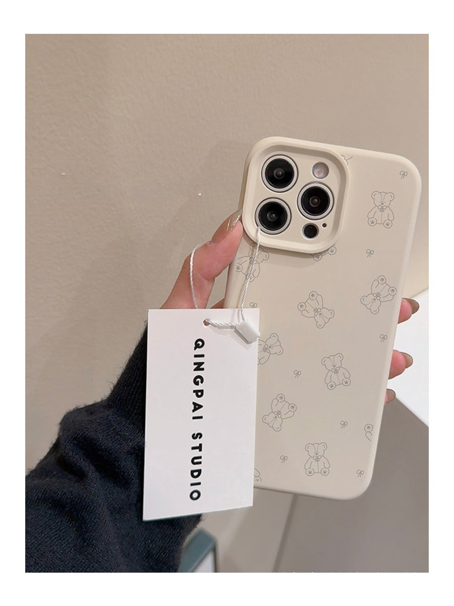 Funda de Silicona Líquida Oso Muñeco para iPhone 11–16 Pro Max – Protección Completa Anticaidas