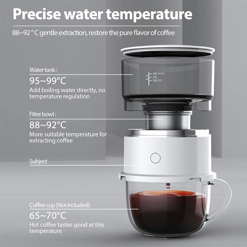 Mini Molinillo de Café Eléctrico con Cafetera de Goteo Automática y Vaso con Agitador Portátil