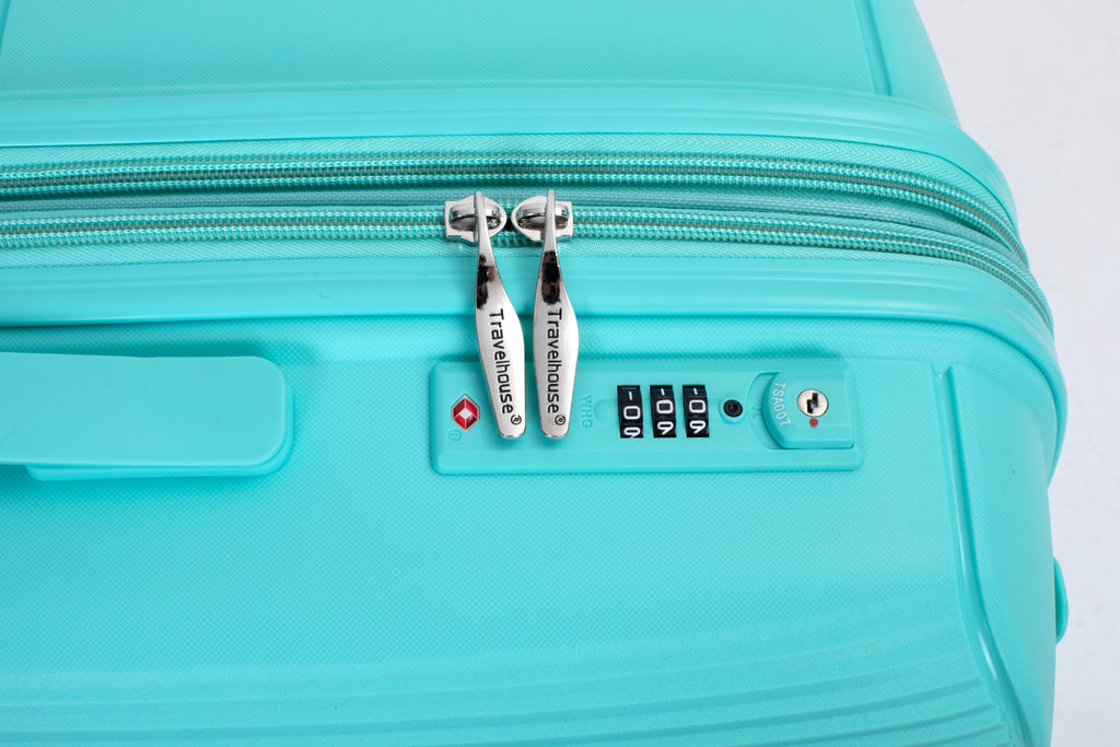 Set de Maletas 3 Piezas PP Hardshell Ruedas Dobles Expandible con Candado TSA 20/24/28 Azul Lago