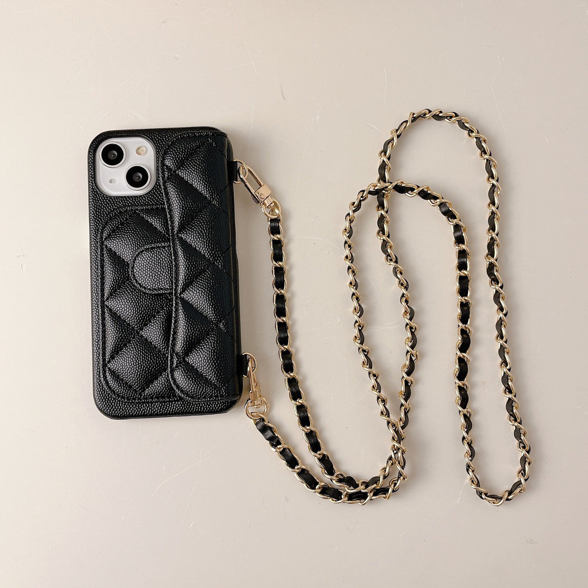 Funda iPhone 17 Pro Max Estilo Chanel Cartera de Piel con Tarjetero y Diseño Vintage | Compatible iPhone 16, 15, 14