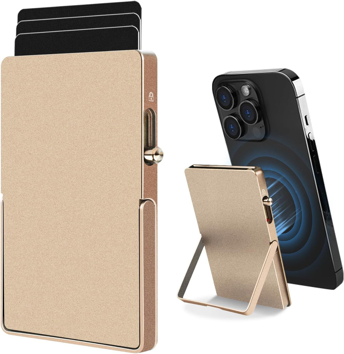 Cartera TOYFID con Bloqueo RFID, Minimalista, Porta Tarjetas para Magsafe con Soporte Ajustable y Pop-Up Magnético