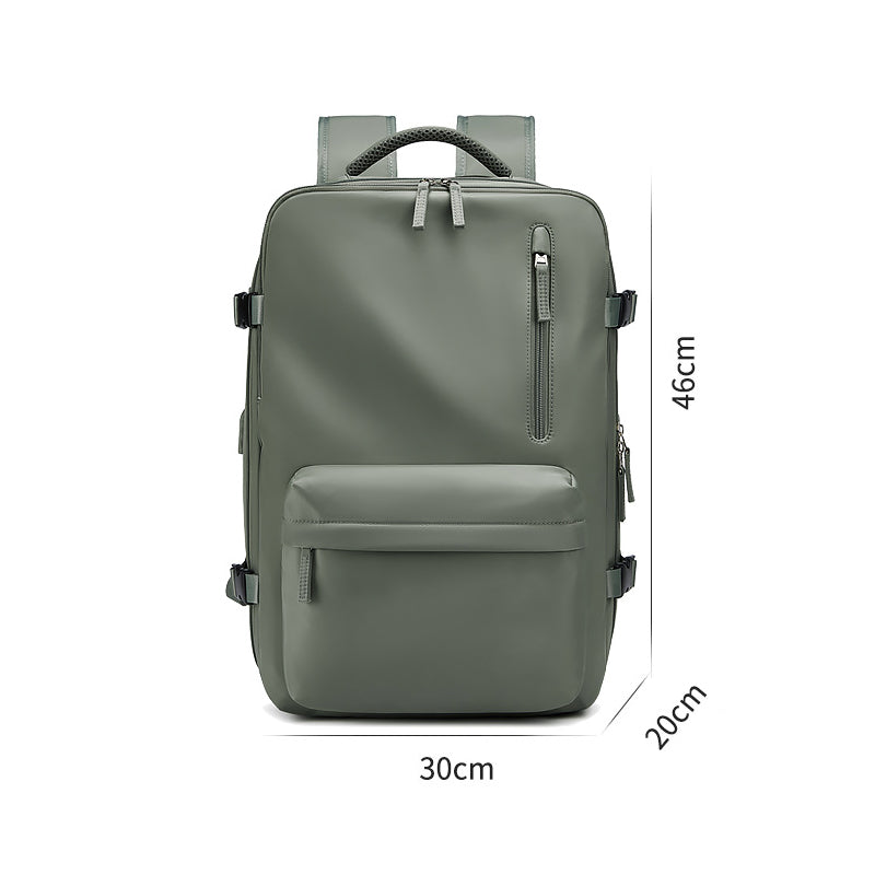 Mochila Impermeable 18" Porta Laptop Puerto USB Cuero Vintage Unisex 30x20x46cm 6 Colores