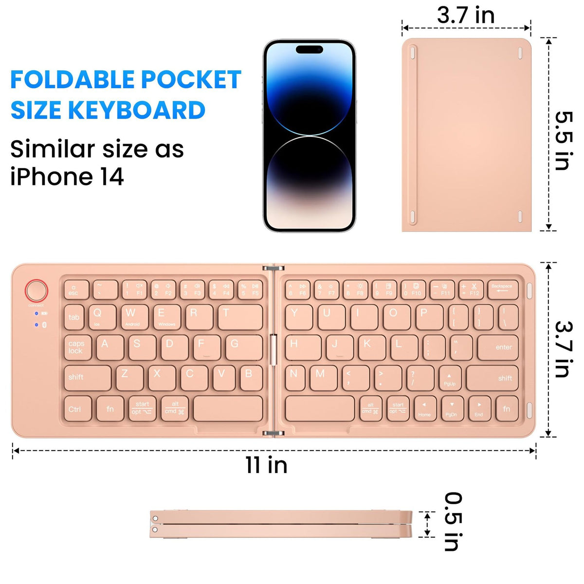 Teclado Bluetooth Plegable Ultra Slim Dual-Mode con Conexión en Un Clic para Móvil y Tablet