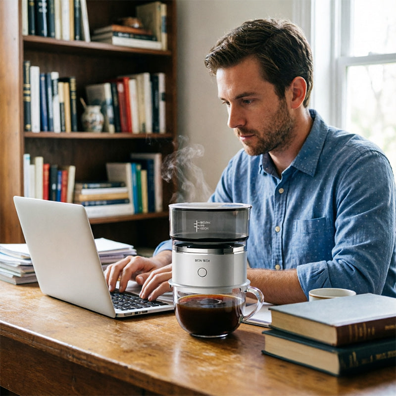 Mini Molinillo de Café Eléctrico con Cafetera de Goteo Automática y Vaso con Agitador Portátil