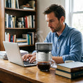 Mini Molinillo de Café Eléctrico con Cafetera de Goteo Automática y Vaso con Agitador Portátil