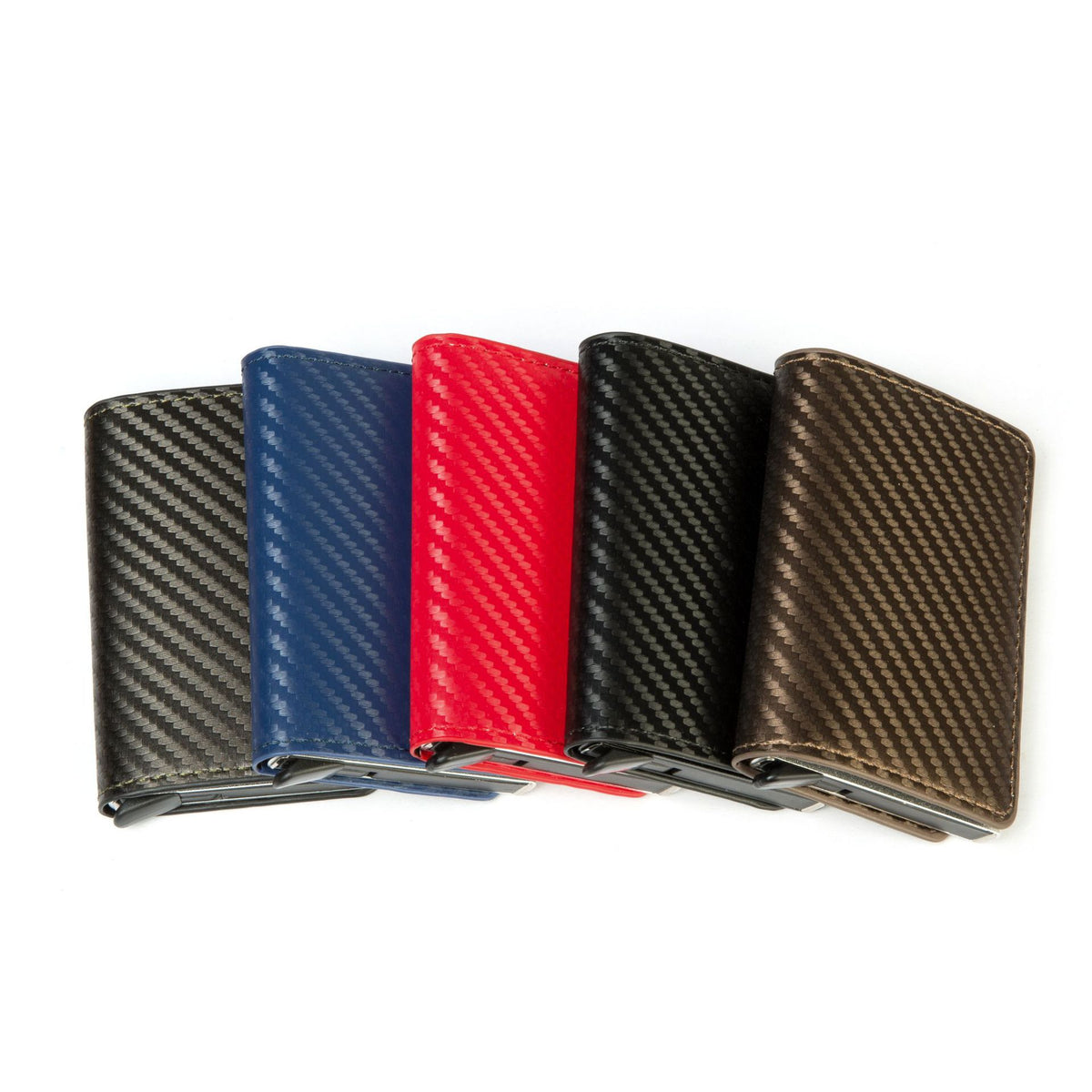 Cartera Tarjetera de Fibra de Carbono con Bloqueo RFID Anti-Magnético y Estuche de Aluminio para Hombre