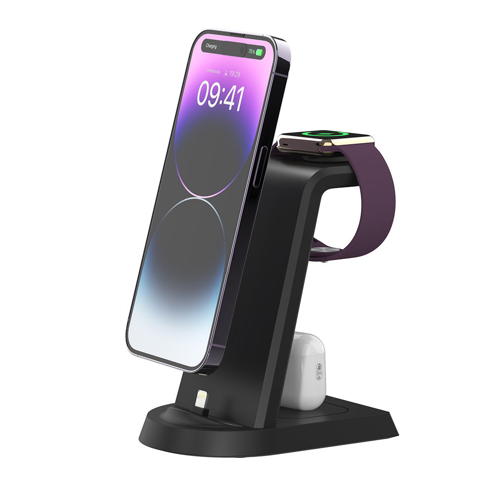 Cargador Inalámbrico 3 en 1 para Móvil, Auriculares y Reloj Soporte Vertical con Base de Carga