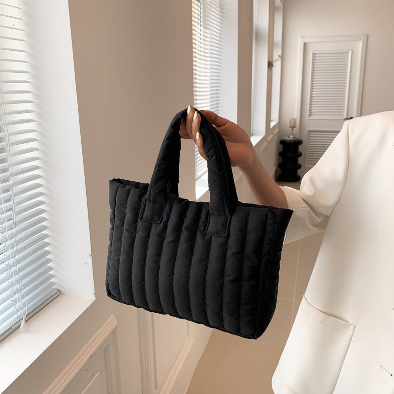 Bolsa Tote Oxford Acolchada Bordada Cierre Magnético Urban Minimalist 5 Colores Uso Diario