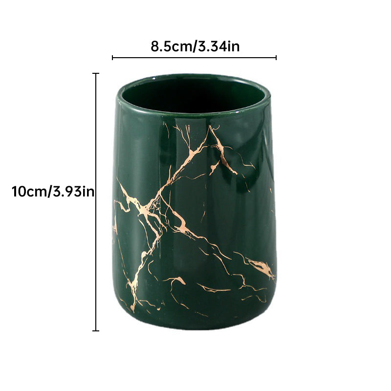 Set Vasos Cerámica Premium Baño Pareja Diseño Mármol Multifunción 8.5x10cm 4 Colores