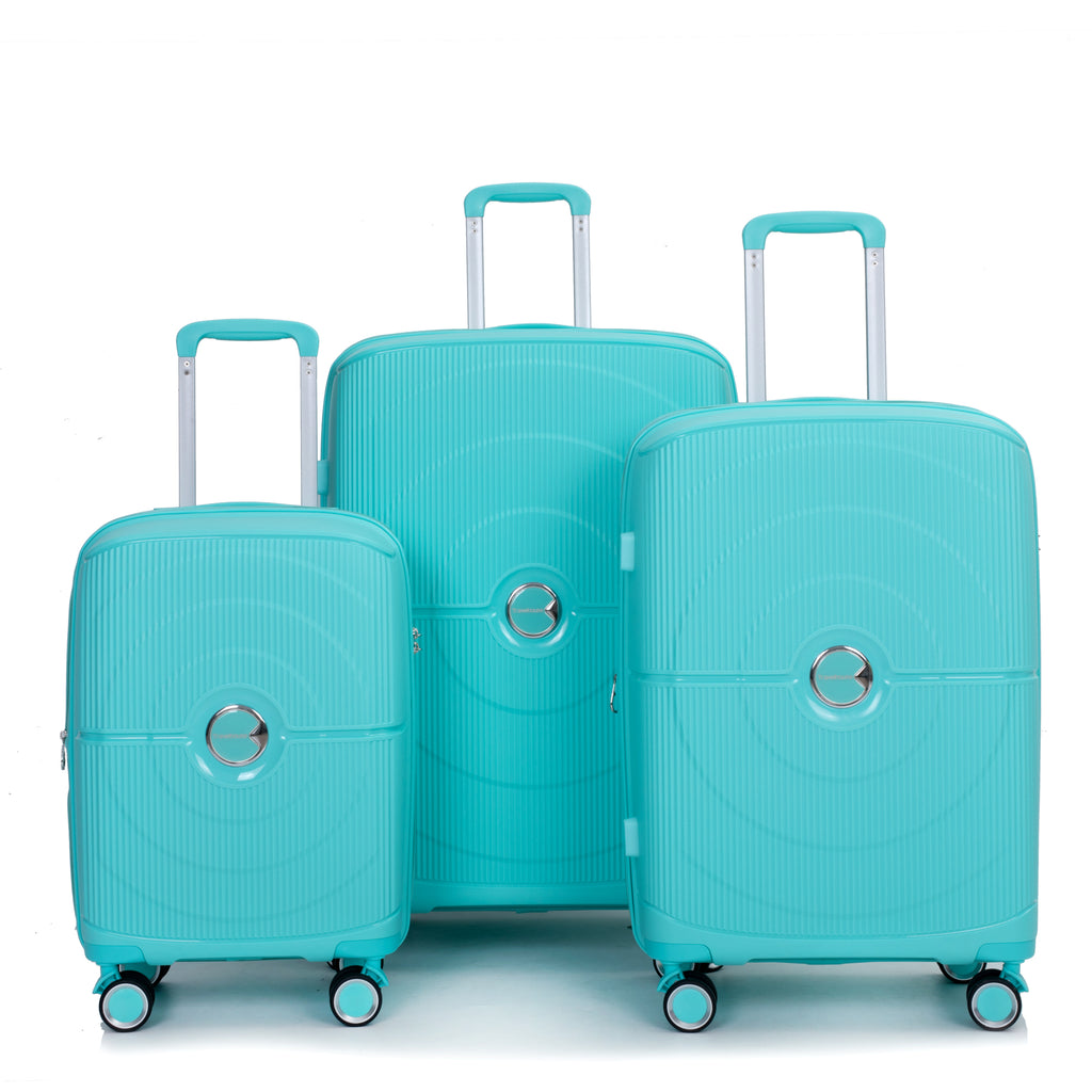 Set de Maletas 3 Piezas PP Hardshell Ruedas Dobles Expandible con Candado TSA 20/24/28 Azul Lago