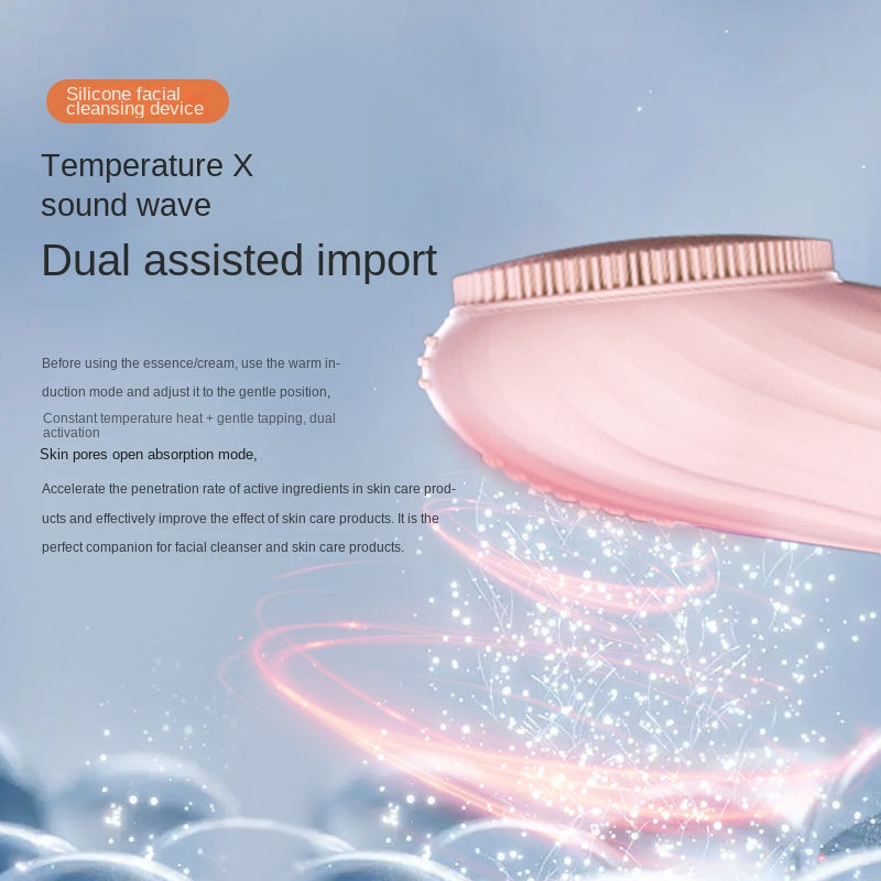 Dispositivo Limpiador Facial de Silícona Ultrasónico con Masaje y Compresión de Calor IPX7
