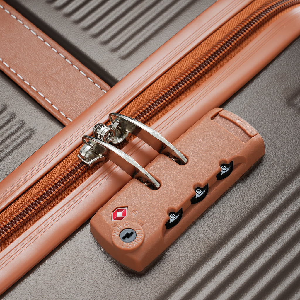 Set 3 Piezas Hardshell Cobre con Ruedas Dobles Candado TSA y Bolsa Viaje para Hombre y Mujer