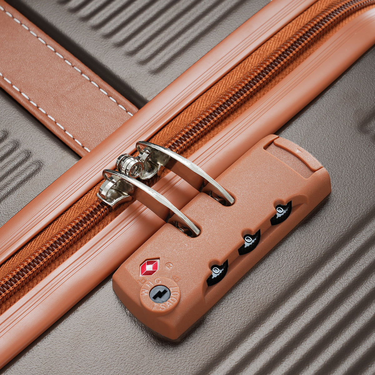 Set 3 Piezas Hardshell Cobre con Ruedas Dobles Candado TSA y Bolsa Viaje para Hombre y Mujer