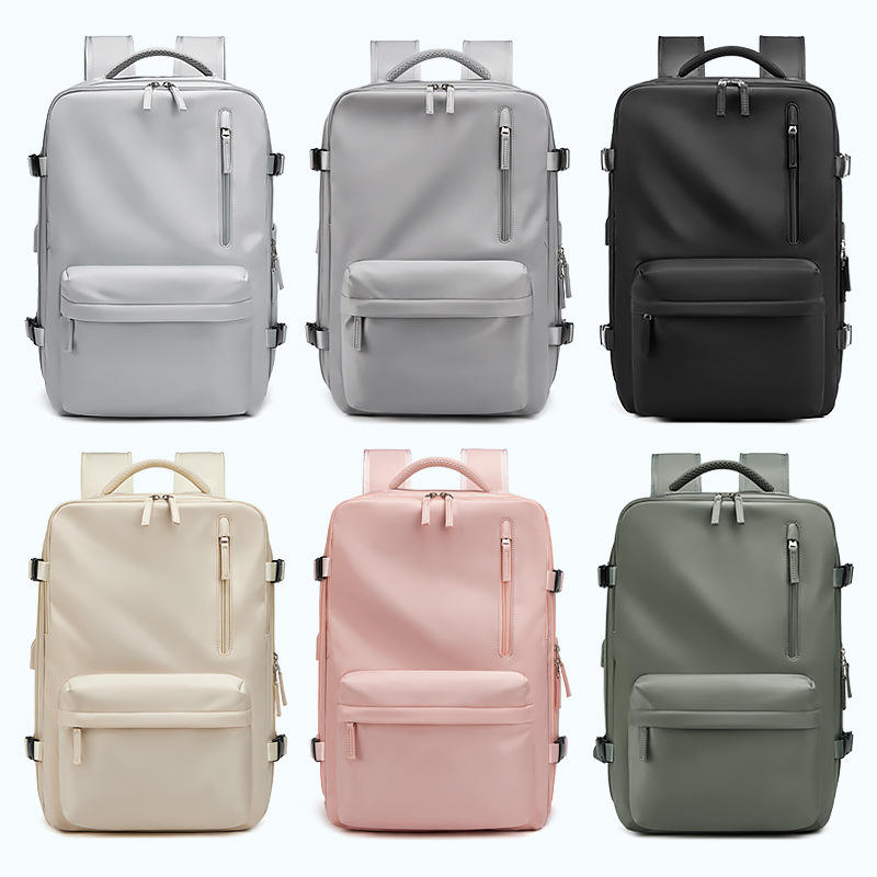 Mochila Impermeable 18" Porta Laptop Puerto USB Cuero Vintage Unisex 30x20x46cm 6 Colores