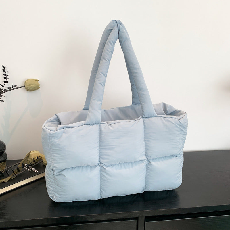 Bolsa Tote Acolchada Quilted Mujer Gran Capacidad Cierre Cremallera Street Trendy 8 Colores 39x25x13cm
