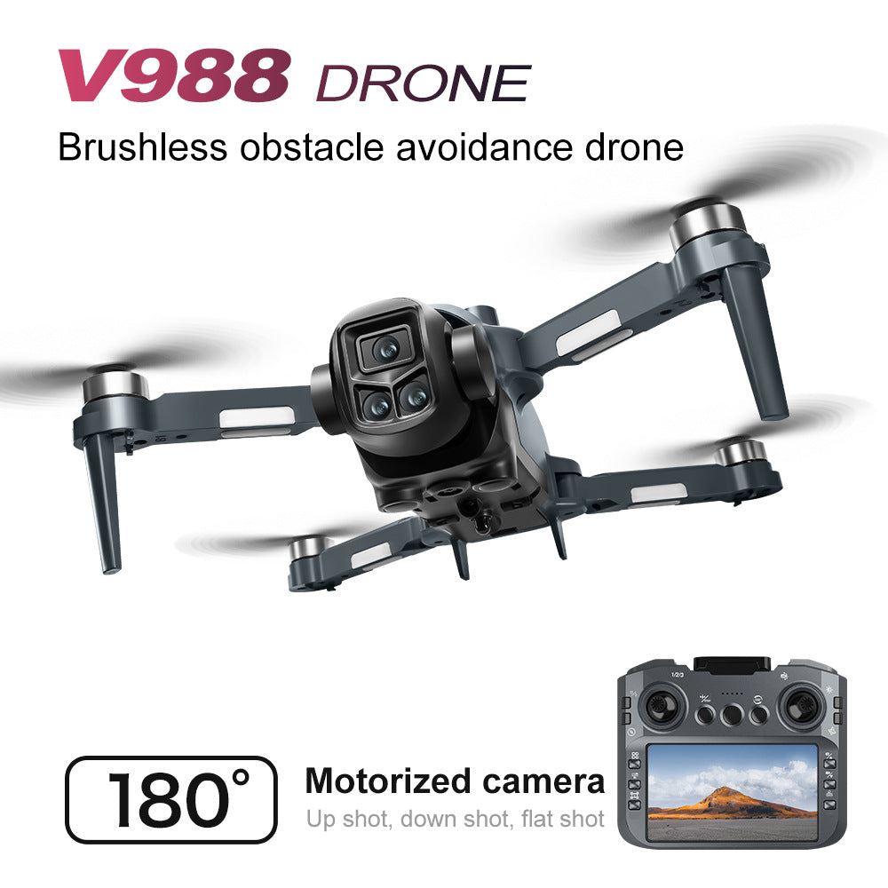 Drone V988 Triple Cámara 8K HD – Evitación de Obstáculos 360°, Posicionamiento Óptico y Pantalla