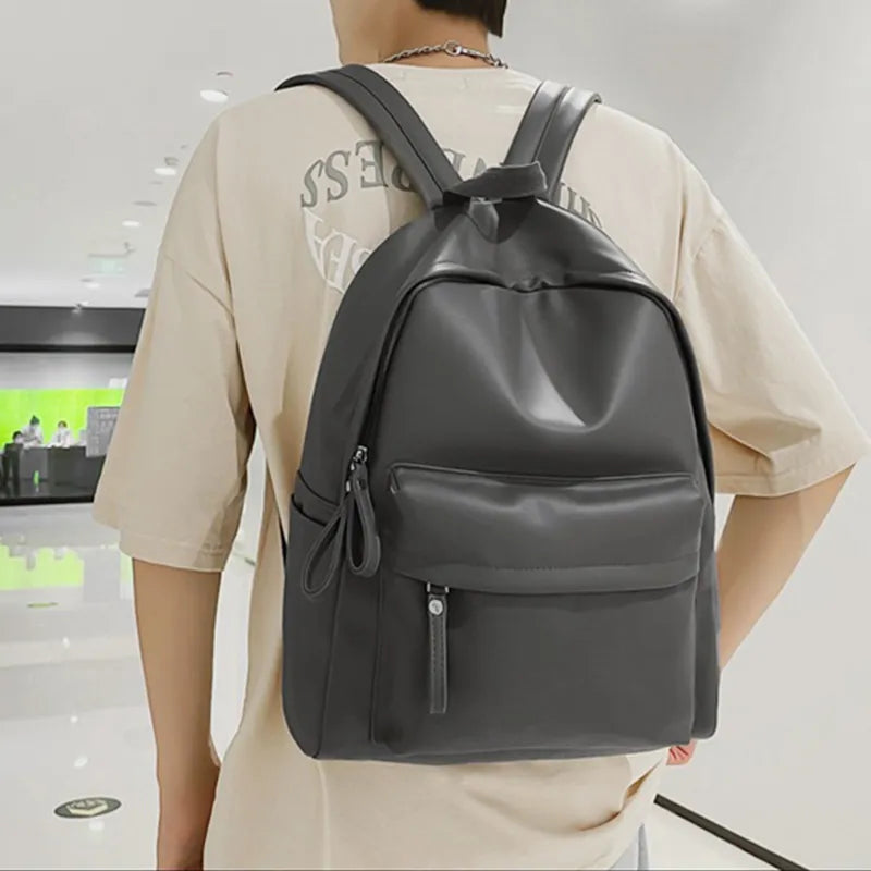 Mochila Cuero PU Mujer 4 Colores Ligera Elegante Escolar y Trabajo White Dark Gray Ivory Black