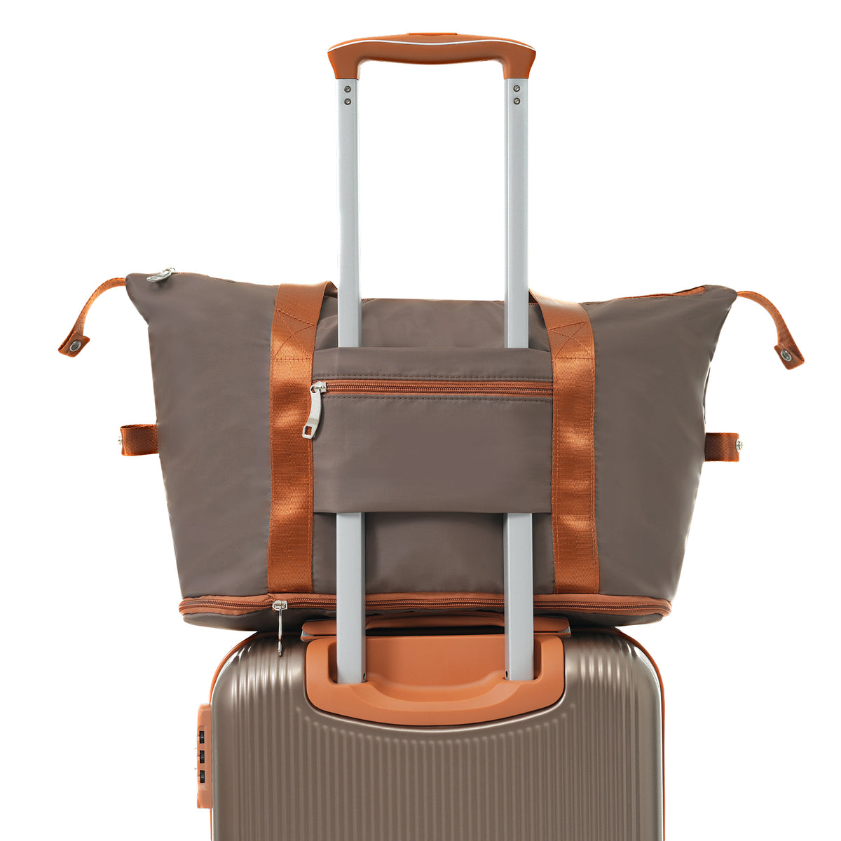 Set 3 Piezas Hardshell Cobre con Ruedas Dobles Candado TSA y Bolsa Viaje para Hombre y Mujer