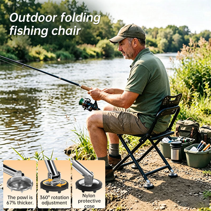 Silla de Pesca Plegable con Respaldo Alto 8 Niveles de Ajuste y Patas Antideslizantes Todo Terreno